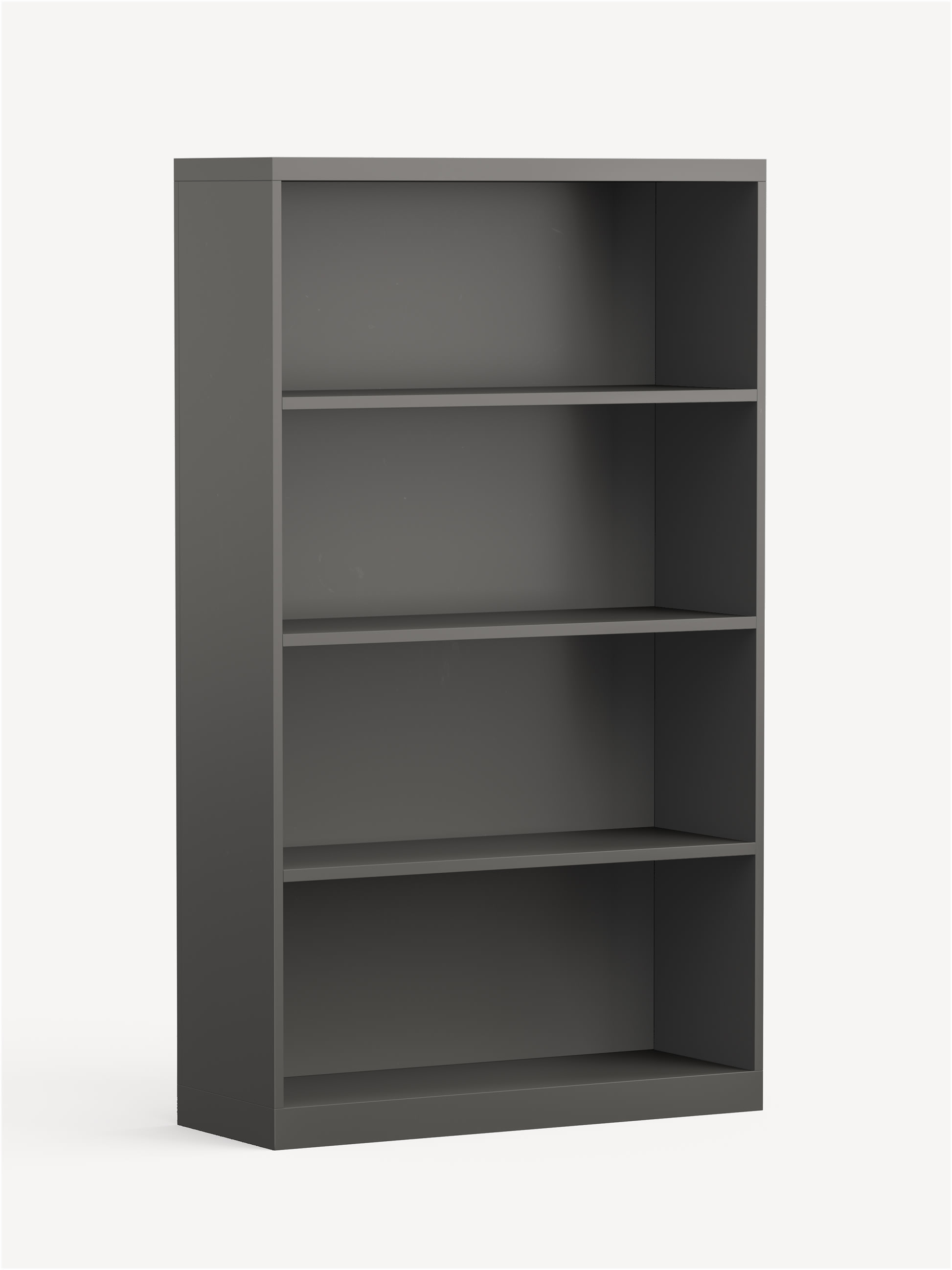 Essentials Bookcase in dark grey with three shelves.