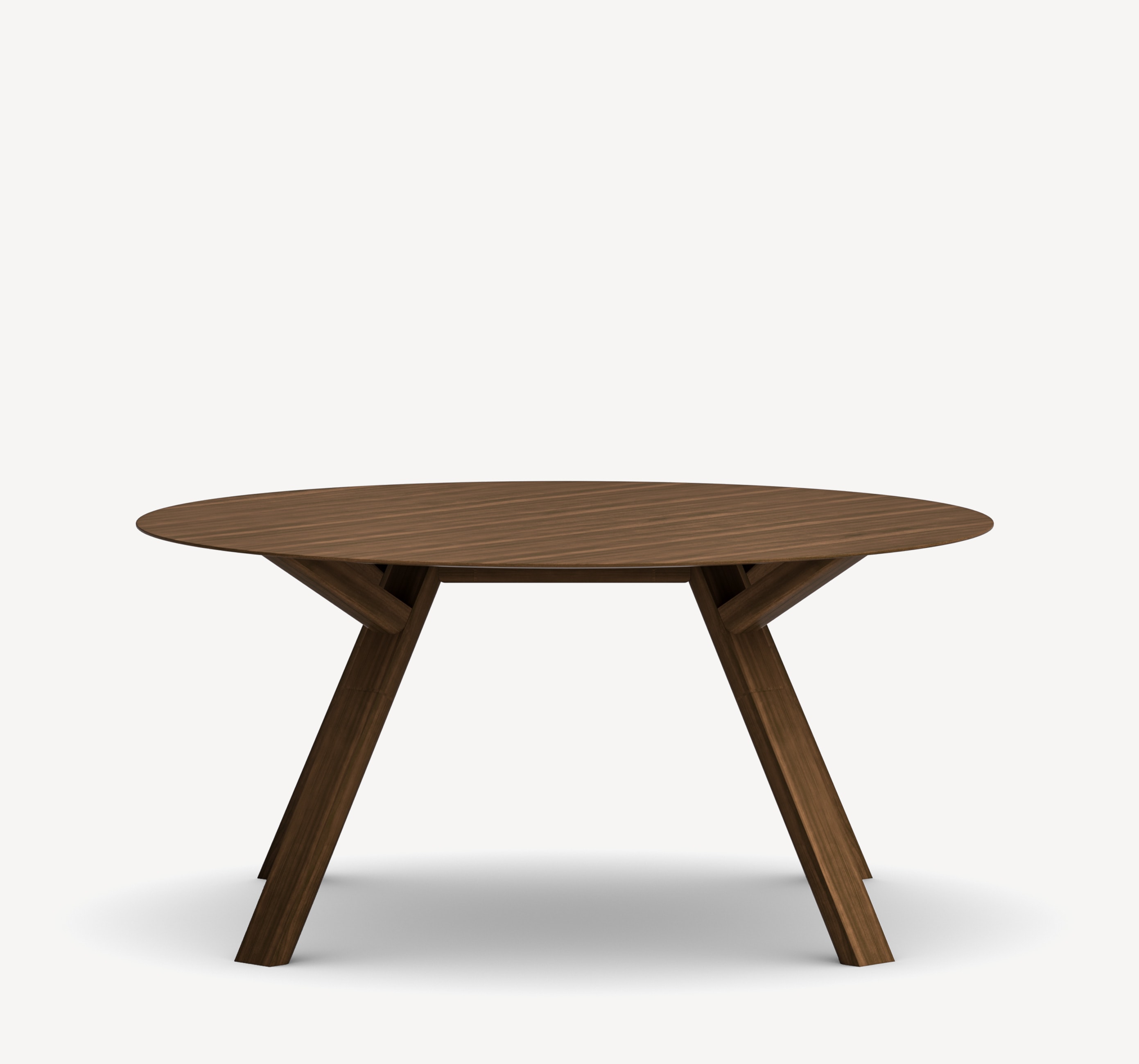 Gunlocke Saranac round conference table in dark wood.