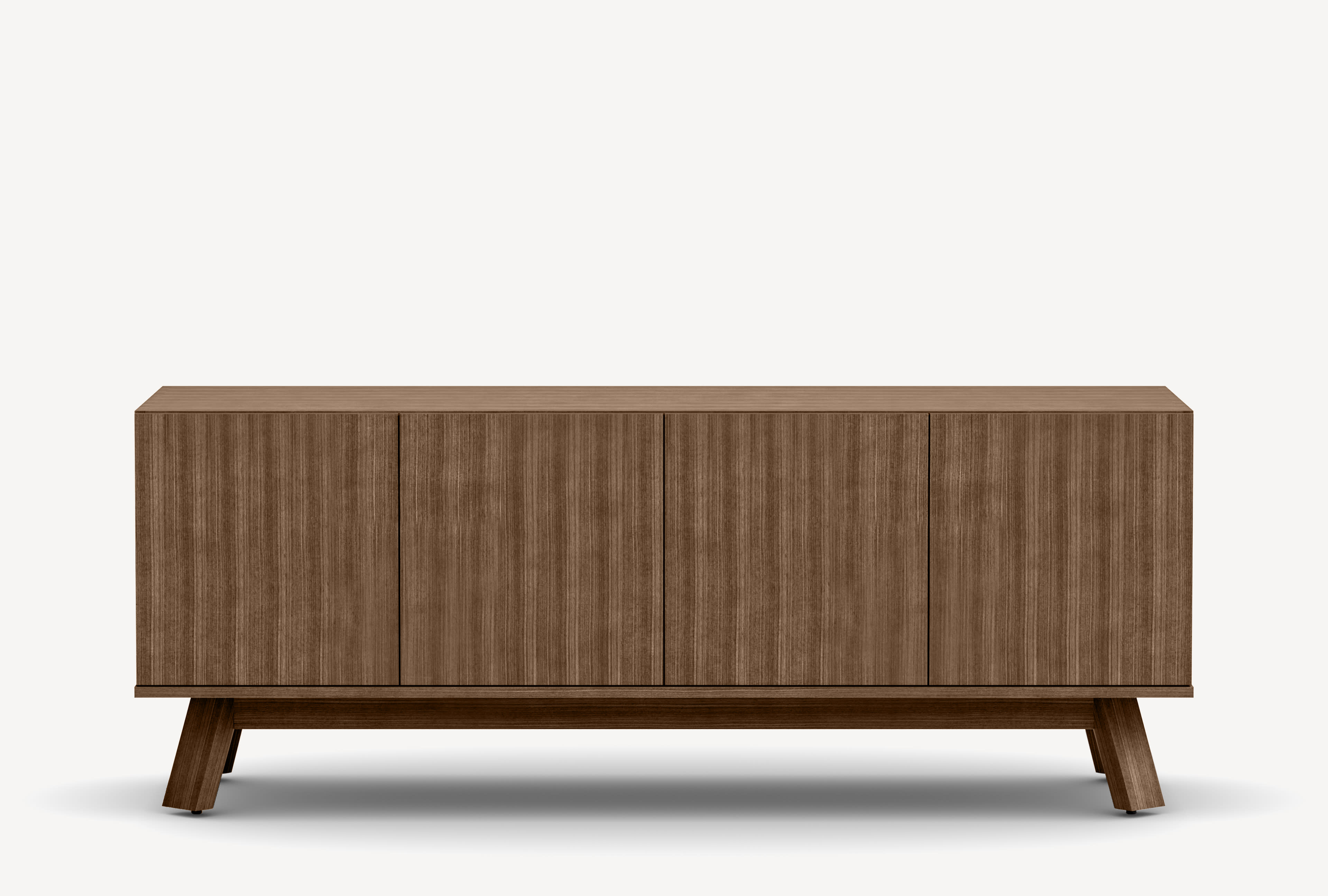 Front view of the buffet height Gunlocke Saranac credenza in dark wood.