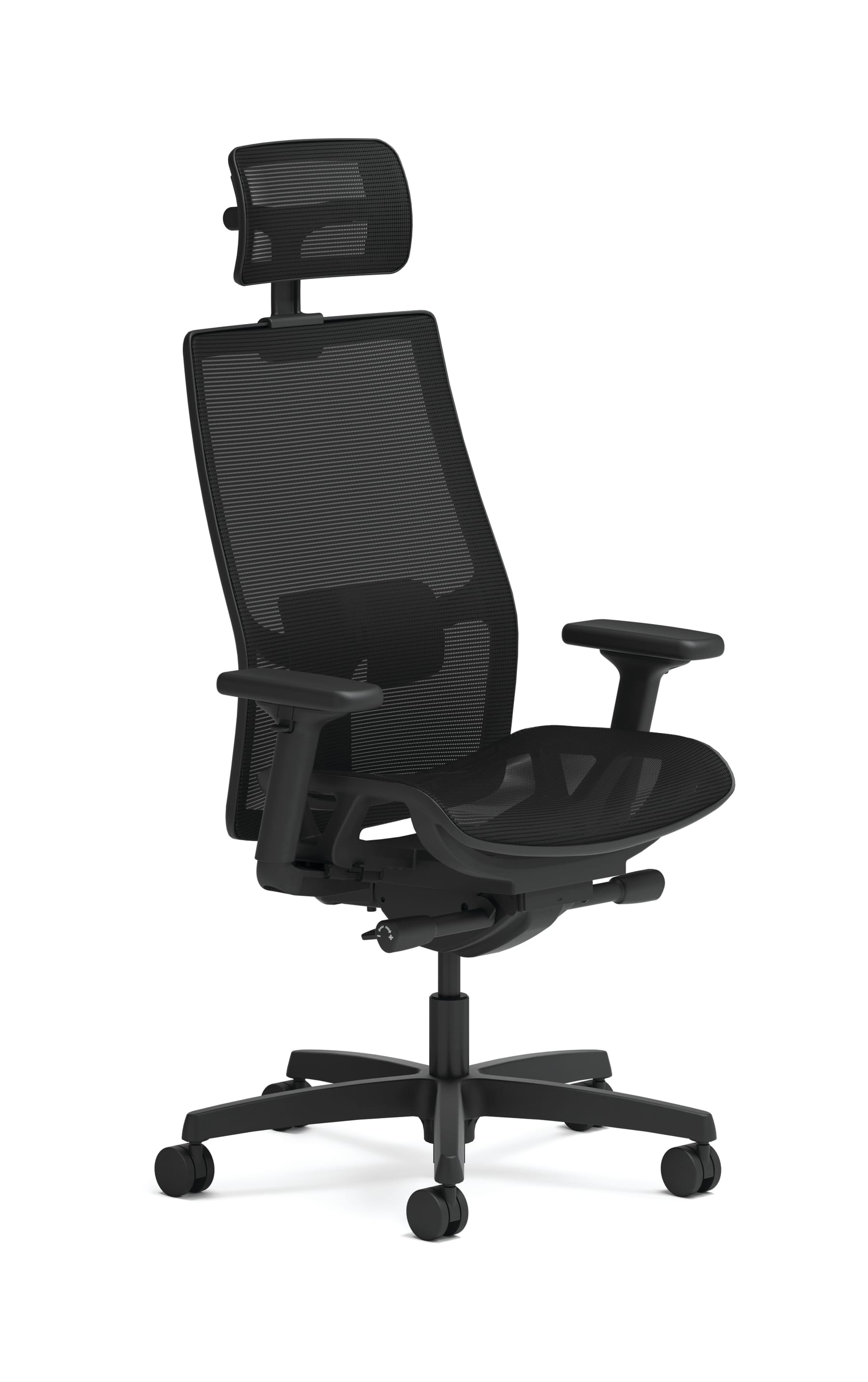HON Ignition 2.0 Mesh Office Chair with Headrest | Mid-Back | Synchro-Tilt | Black Mesh Seat | Black Mesh Back | Black Frame