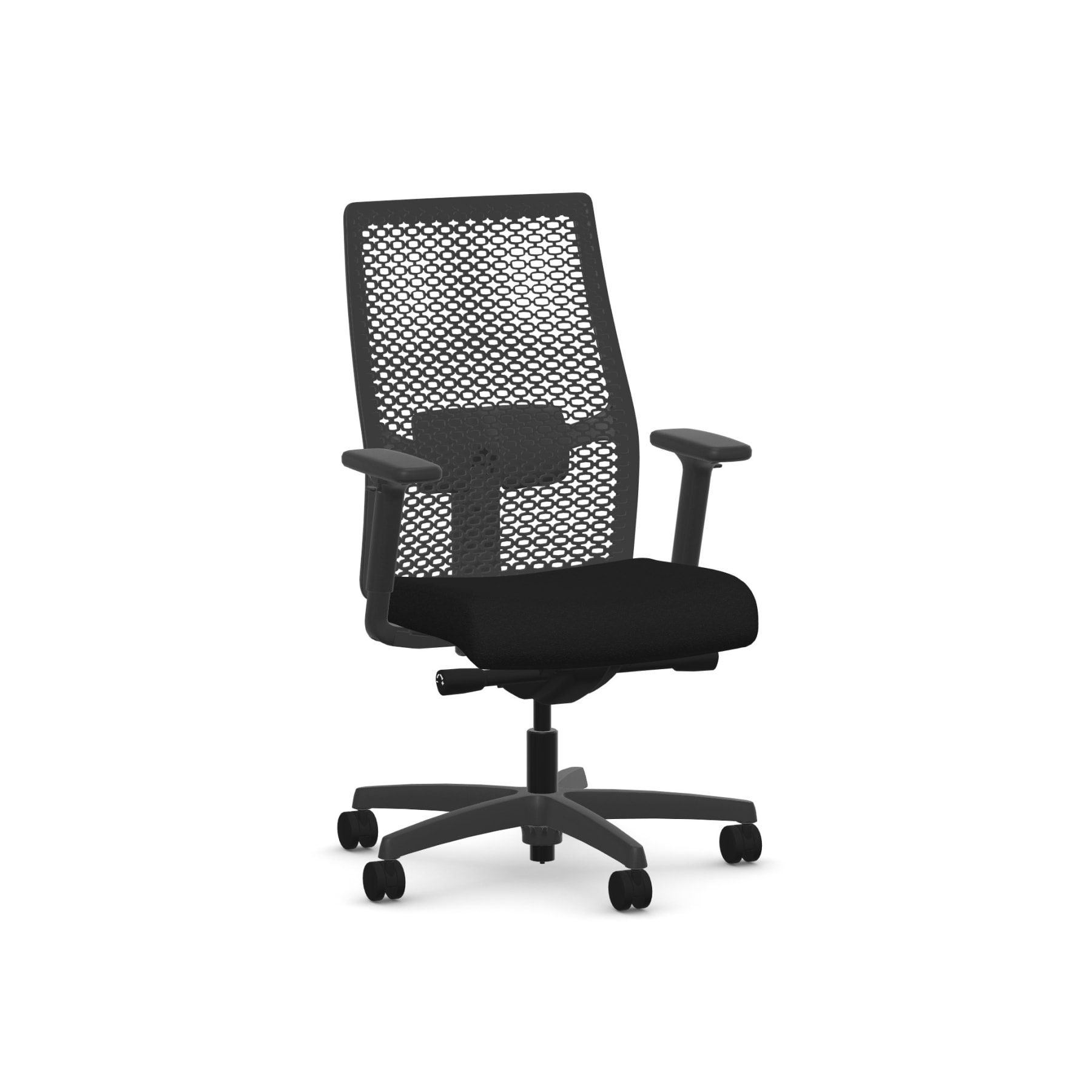 HON Ignition ReActiv Mid-Back Task | Advanced Synchro-Tilt | Adjustable Arms | Black Fabric | Adjustable Lumbar