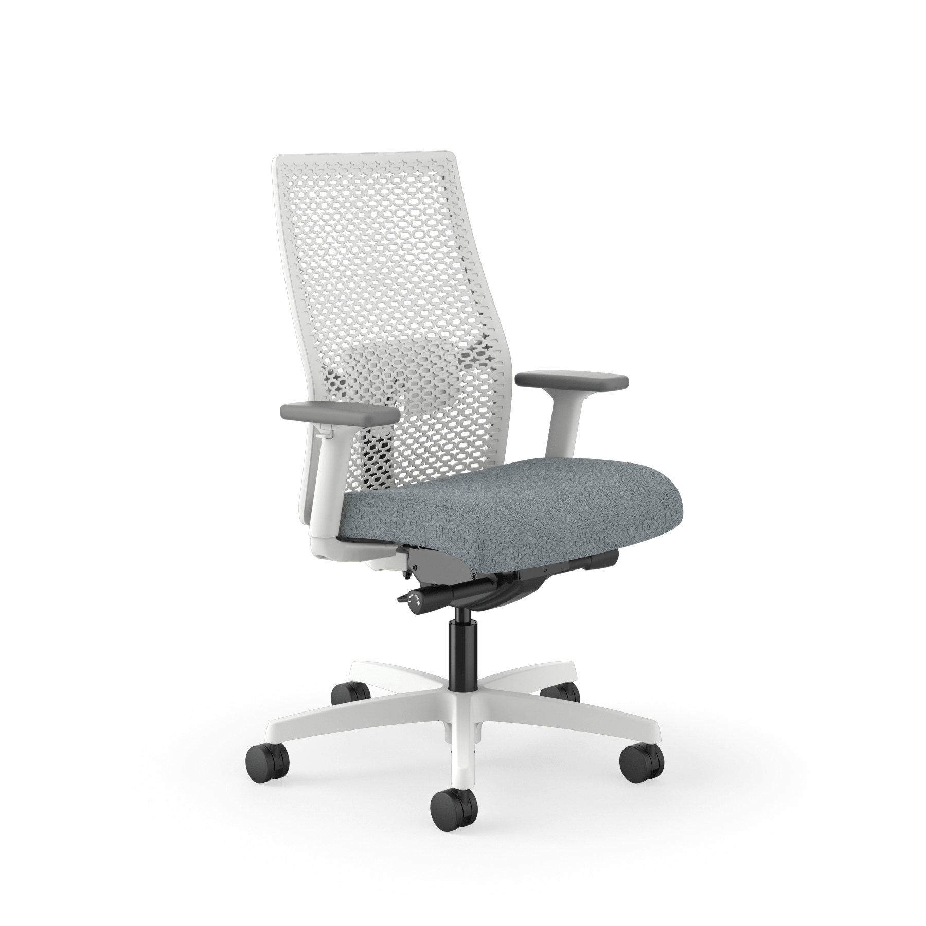 HON Ignition 2.0 ReActiv Office Chair | Mid-Back | Synchro-Tilt | Basalt Seat Fabric | Designer White ReActiv Back | White Frame