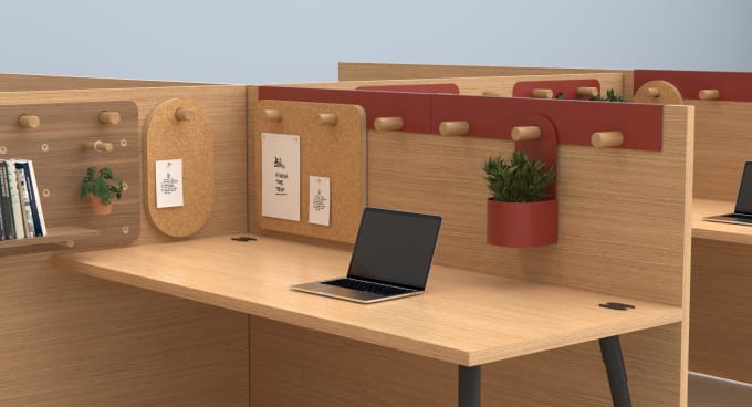 Product_Corral_Capsule by Allsteel Collection_Brick_Hanging Rail_Desk View