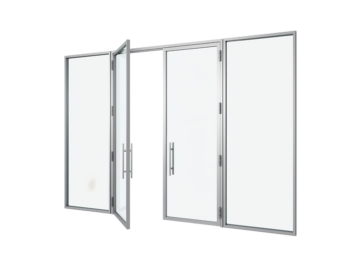 Hinged Double Doors Swing Double Doors Double Acitve Doors Full Strike Door Frame Self-Closing Hinges 20&quot; Ladder Pull