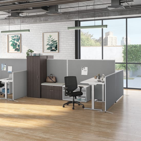 Verse open plan panel system with Mod and Brigade storage and Solve task seating.
