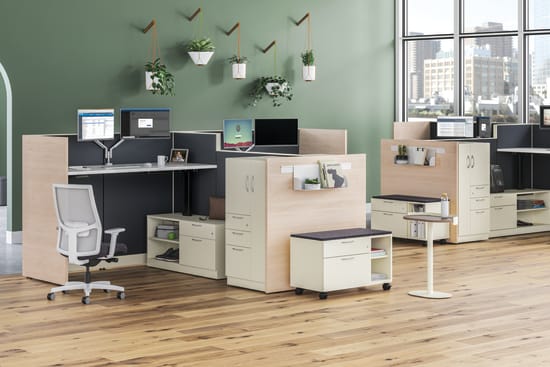 Contain with Abound panels, Coordinate desks and Ignition chair