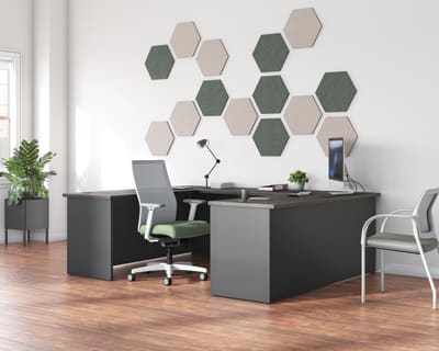 Abode desking system with Ignition task and guest seating.