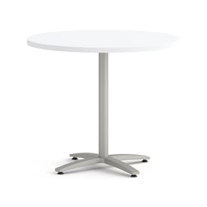 Between 36" round table top with X-base.