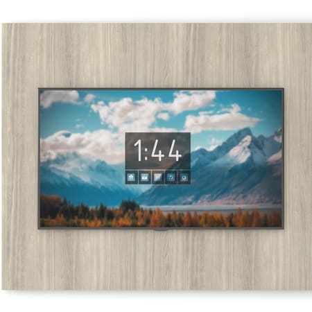 Workwall media tile with attached TV monitor.