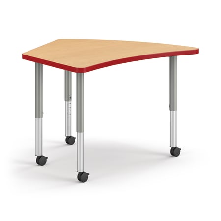 Right 3/4 View of Natural Maple Kite Build Table with Red Edge Band
