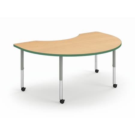 Right 3/4 View of Natural Maple Arc Build Table with Green Edge Band