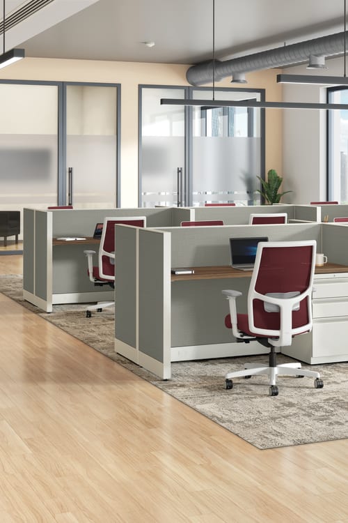 Cubicle workstations with Ignition task chairs