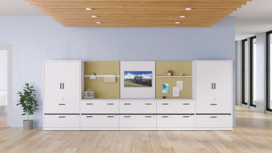 10500 Series Storage with Workwall tiles in an open setting