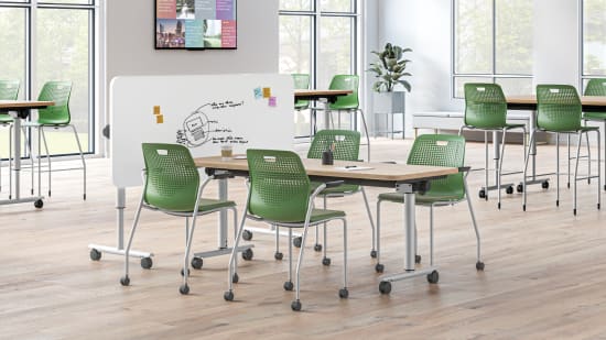 Higher education collaborative space with Field Trip tables and Etch seating.