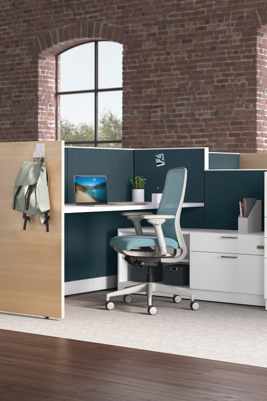 Accelerate workstation with Gallery Panels, and Contain storage with digital locks.