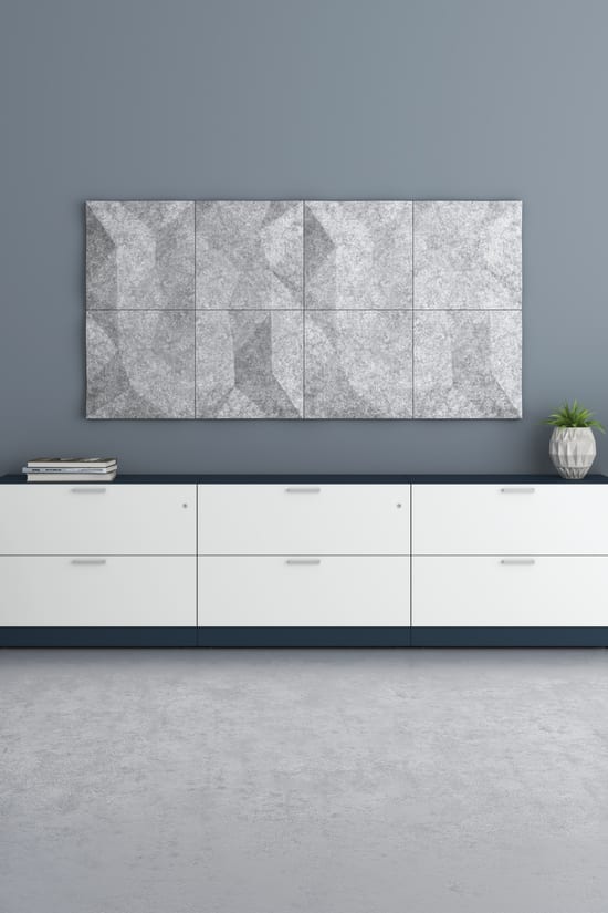 Contain 2-Drawer Lateral with Unika Vaev Ecoustic Wall Tiles.