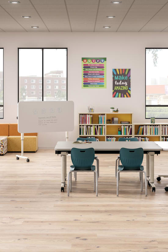Elementary classroom featuring Field Trip tables and SmartLink seating.