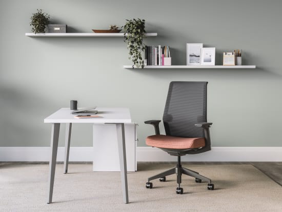 Cipher Task Chair with Voi Desk and Storage.