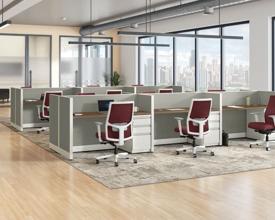 Cubicle workstations with Ignition task chairs