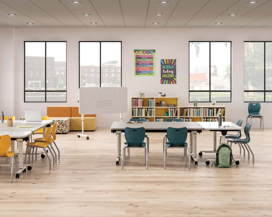 Elementary classroom featuring Field Trip tables and SmartLink seating.