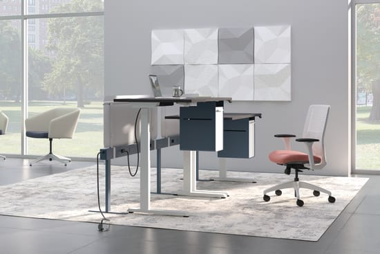 Solve Chair with Coordinate Height Adjustable Table, Gravitation Beam and Flock Chairs.