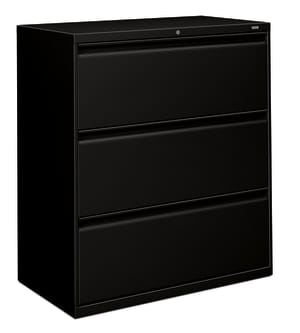 HON Brigade 800 Series Lateral File | 3 Drawers | Radius Pull | 36W | Black Finish