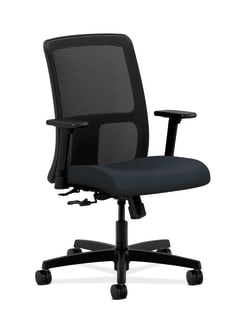 HON Ignition LowBack Mesh Task Chair | CenterTilt | Adjustable Arms | Navy Vinyl