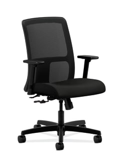 HON Ignition LowBack Mesh Task Chair | CenterTilt | Adjustable Arms | Black Vinyl