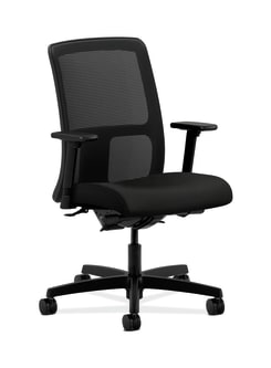 HON Ignition LowBack Mesh Task Chair | SynchroTilt Back Angle | Adjustable Arms | Black Vinyl