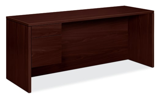 HON 10500 Series Single Pedestal Left Credenza | 1 Box  1 File Drawer | 72W | Mahogany Finish
