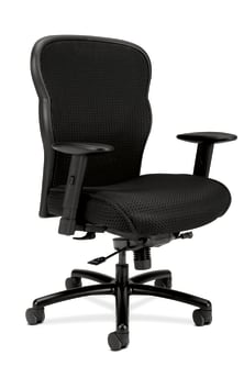 HON Wave Mesh Big and Tall Executive Chair | KneeTilt | Adjustable Arms | Black Mesh Back | Black Fabric Seat