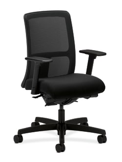 HON Ignition LowBack Mesh Task Chair | SynchroTilt Back Angle | Adjustable Arms | Black Fabric
