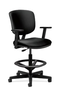 HON Volt Task Stool | Extended Height Footring | Adjustable Arms | Black Bonded Leather