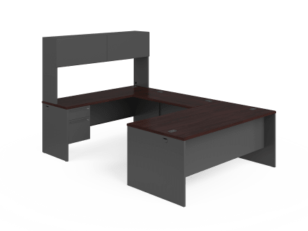 HON 38000 Series UWorkstation MahoganyCharcoal