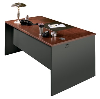 HON 38000 Series Desk Shell | 60W x 30D | Mahogany Laminate | Charcoal Finish