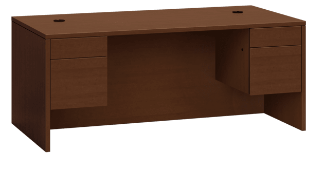 HON 10500 Series Double Pedestal Desk | 4 File Drawers | 72W | Shaker Cherry Finish