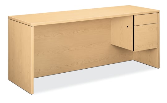 HON 10500 Series Right Single Pedestal Credenza | 1 Box  1 File Drawer | 72W | Natural Maple Finish
