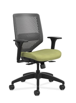 HON Solve MidBack Task Chair | Charcoal ReActiv Back | Black Frame | Easy Assembly | Meadow Seat Fabric