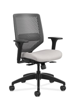 HON Solve MidBack Task Chair | Charcoal ReActiv Back | Black Frame | Easy Assembly | Sterling Seat Fabric