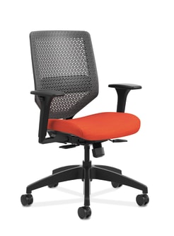HON Solve MidBack Task Chair | Charcoal ReActiv Back | Black Frame | Easy Assembly | Bittersweet Seat Fabric
