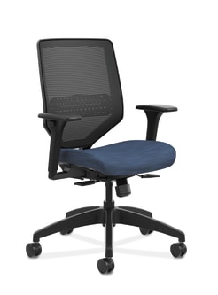 HON Solve MidBack Task Chair | Black 4way stretch Mesh Back | Adjustable Lumbar | Black Frame | Midnight Seat Fabric