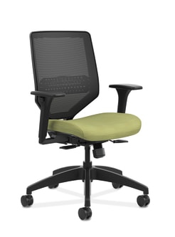 HON Solve MidBack Task Chair | Black 4way stretch Mesh Back | Black Frame | Easy Assembly | Meadow Seat Fabric