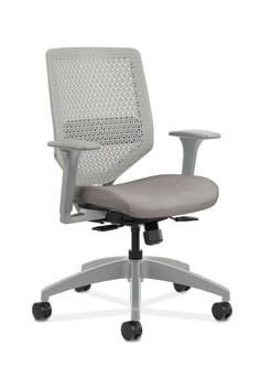 HON Solve MidBack Task Chair | Titanium ReActiv Back | Black Frame | Easy Assembly | Sterling Seat Fabric