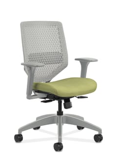 HON Solve MidBack Task Chair | Titanium ReActiv Back | Black Frame | Easy Assembly | Meadow Seat Fabric
