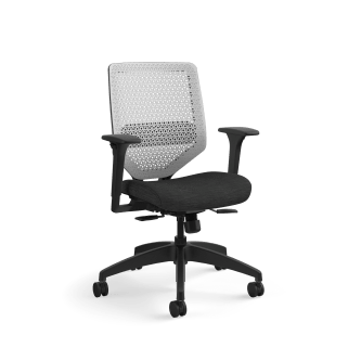 HON Solve MidBack Task Chair | Titanium ReActiv Back | Black Frame | Easy Assembly | Ink Seat Fabric