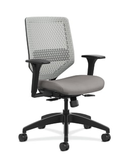 HON Solve MidBack Task Chair | Titanium ReActiv Back | Adjustable Lumbar | Black Frame | Sterling Seat Fabric