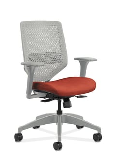 HON Solve MidBack Task Chair | Titanium ReActiv Back | Adjustable Lumbar | Black Frame | Bittersweet Seat Fabric
