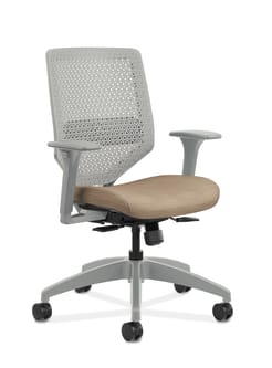 HON Solve MidBack Task Chair | Titanium ReActiv Back | Black Frame | Putty Seat Fabric