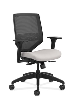 HON Solve MidBack Task Chair | Black 4way stretch Mesh Back |Adjustable Lumbar | Black Frame | Sterling Seat Fabric
