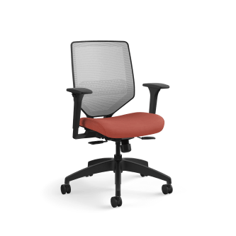 HON Solve MidBack Task Chair | Fog 4way stretch Mesh Back |Adjustable Lumbar | Black Frame | Bittersweet Seat Fabric